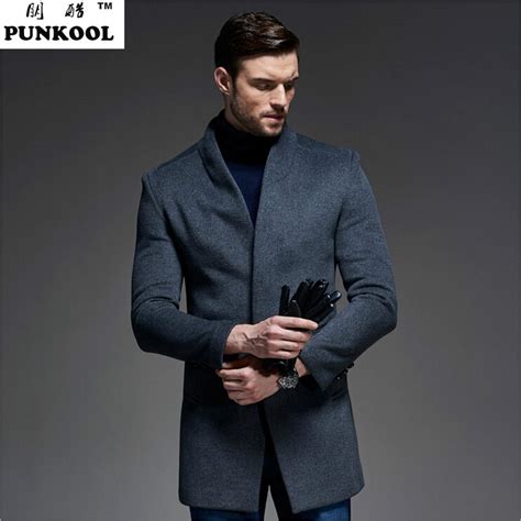 2016 Men Cashmere Overcoat British Style Long Woolen Coat Fashion Slim
