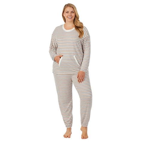 plus size cuddl duds® brushed knit pajama top and banded bottom pajama pants set