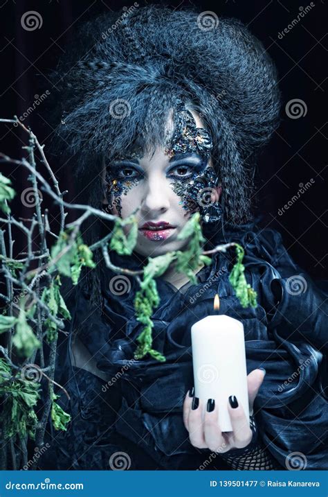 Gothic Portrait Of Woman With Candle Stock Image Image Of Party