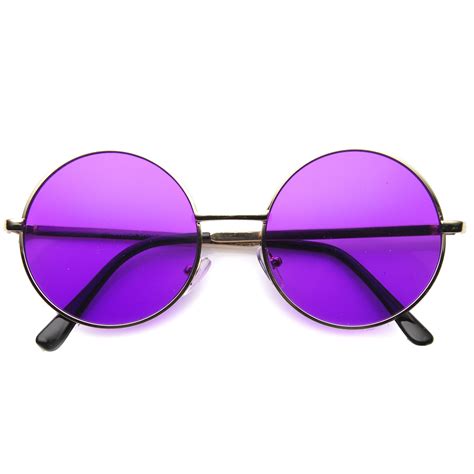 Womens Metal Round Sunglasses With Uv400 Protected Composite Lens