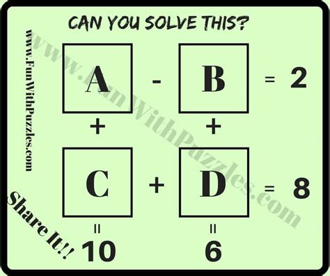 Easy Mathematical Puzzle Questions With Answers For Students Fun With