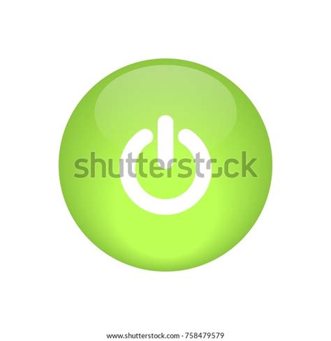 Green Power Button Glossy Icon Vector Stock Vector Royalty Free