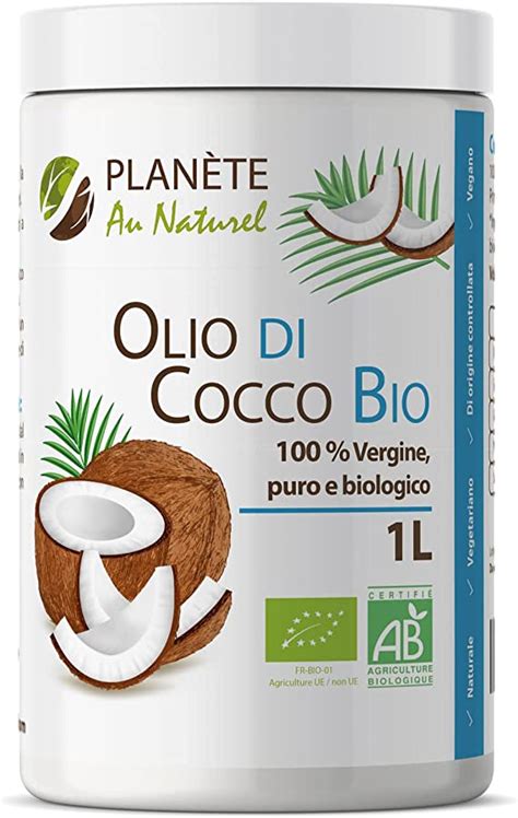 Olio di Cocco Bio 1 L Planète au Naturel Crudo e Spremuto a Freddo