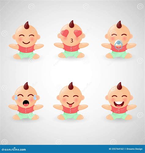 Cute Baby Boy Emoticon Design Collection Stock Vector Illustration Of