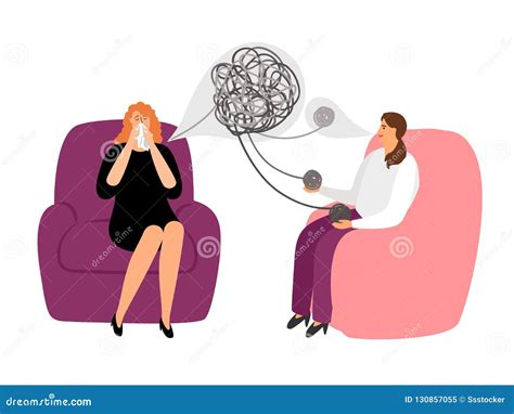 Psychotherapy Concept Psychologist And Patient With Tangled And