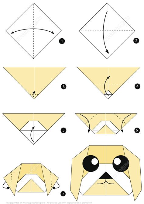 Origami Instructions Of A Maltese Dog Face Free Printable Papercraft