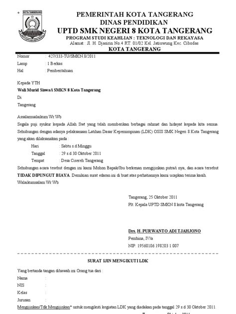 Contoh surat izin sakit karena diopname sehingga tidak masuk sekolah. Contoh Surat Izin Orang Tua Untuk Tidak Mengikuti Kegiatan Sekolah - Dapatkan Contoh