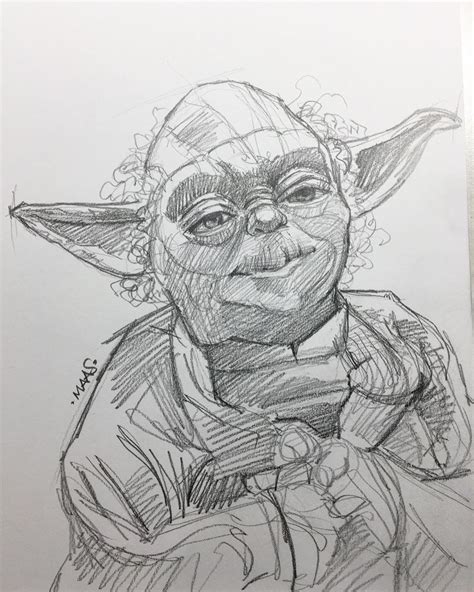 Yoda Drawing Pencil Sketch Colorful Realistic Art