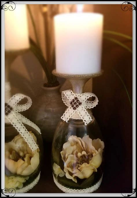 Elegant Wine Glass Candle Holder Handmade Centerpiece T Idea