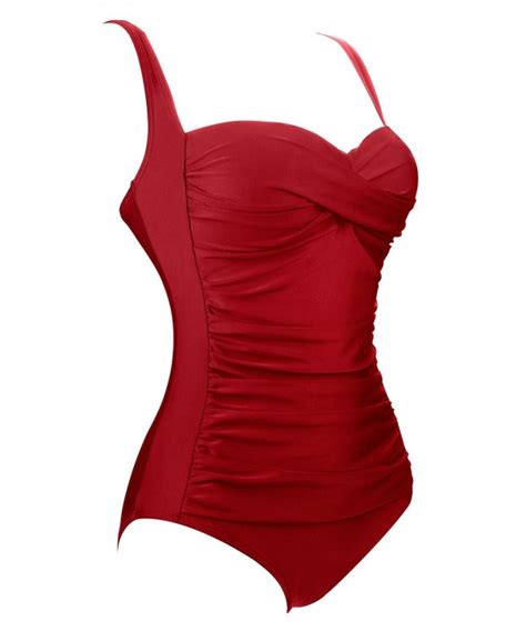 vintage retro bathing suit one piece monikini swimsuit fba wine red cw188oa0onm