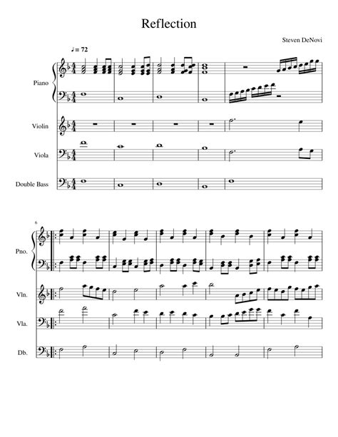 Reflection Sheet Music For Piano Contrabass Violin Viola Mixed