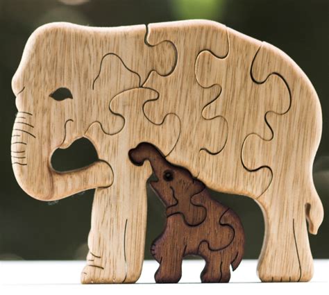 Elephant Puzzle Wooden Puzzle Wooden Toy Wood Puzzle For Etsy