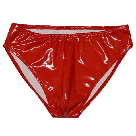 Men Sexy Shiny Briefs Glossy Thong Panty Low Latex Waist Cosy Wet Look Underwear