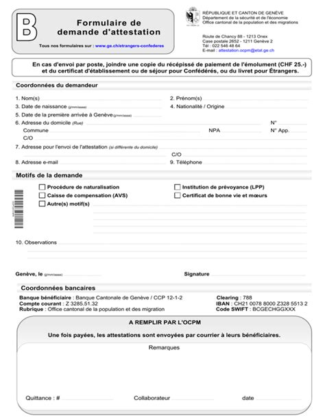 Formulaire De Demande D`attestation