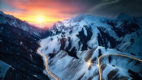 Road Snow Mountains Long Exposure 4k Hd Nature 4k Wallpapers Images