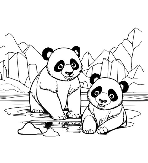 Pandas Spielen Ausmalbild Kostenlos Herunterladen
