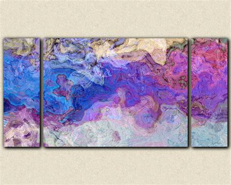 Triptych Abstract Art Canvas Print 30x60 Giclee On Stretched Canvas