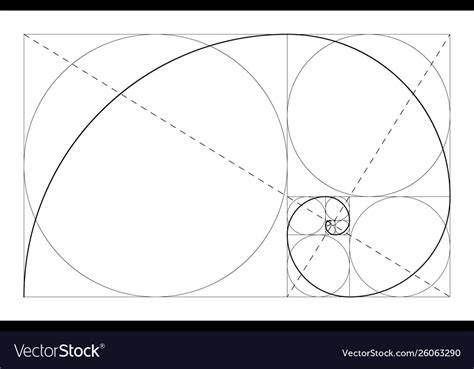 Golden Ratio Geometric Concept Fibonacci Spiral Vector Image