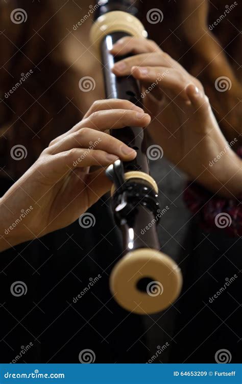 Hands Girl Playing Of Recorder Stock Image Image Of Flute Music