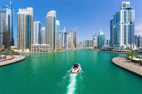Futuristic Buildings In Luxury Dubai Marinaunited Arab Emirates Stock