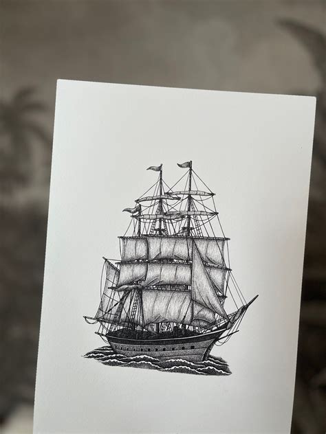 Vintage Sailing Ship Downloadable Prints Vintage Sailing Ship Sketch