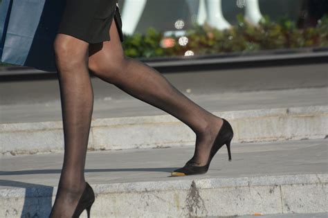 Candid Legs On Twitter Sexy Candid Legs In Black Pantyhose As She