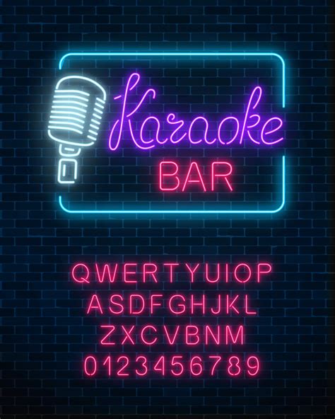 Premium Vector Neon Signboard Of Karaoke Music Bar With Alphabet