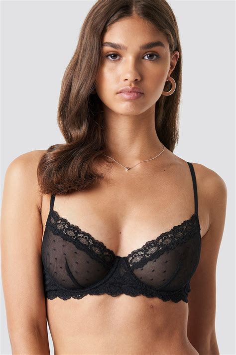 Na Kd Lace Edge Dotted Cup Bra Black Modesens