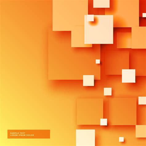 Elegant Bright Orange Background With 3d Sqaures Download Free Vector
