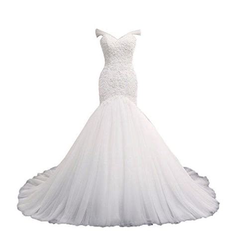 Aber eleganter kann man den. NUOJIA Lange Meerjungfrau Hochzeitskleider Tüll Spitze ...