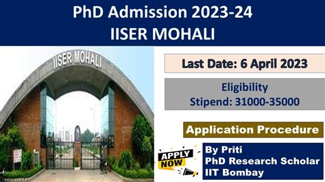 Iiser Mohali Phd Admission 2023 Phd Admission 2023 Youtube