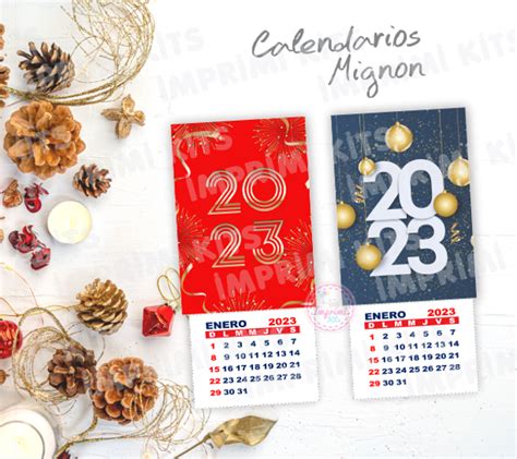 Kit Imprimible Calendario 2023 Fiestas Mignon Año Nuevo 2 Imprimikits