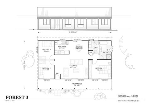 Forest 3 Met Kit Homes 3 Bedroom Steel Frame Kit Home Floor Plan
