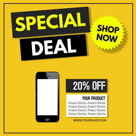 Special Deal Product Promo Discount Offer Advert Retail Sale Template