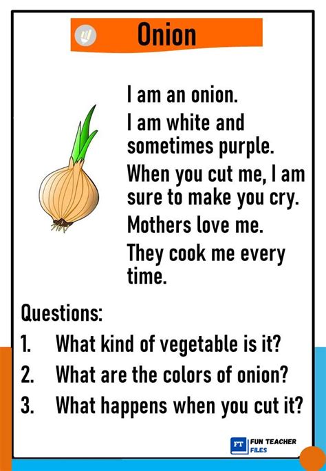 Reading Passages About Vegetables With Comprehension Questions Fun