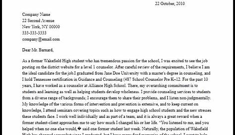 Counselor Cover Letter | Mt Home Arts
