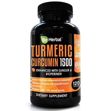 BE HERBAL Premium Organic Turmeric Curcumin With Bioperine 1500mg The