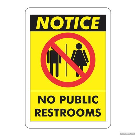 no public restroom signs printable