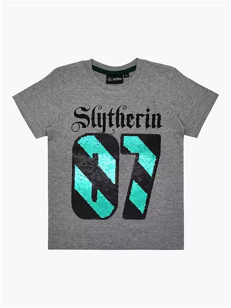 Fabric Flavours Kids Harry Potter Slytherin Flip Sequin T Shirt Grey