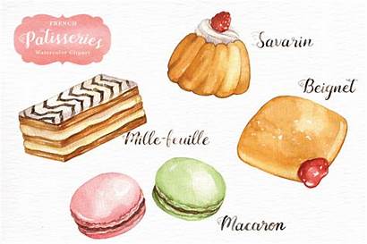 French Clipart Clip Watercolor Patisseries Beignet Sweets