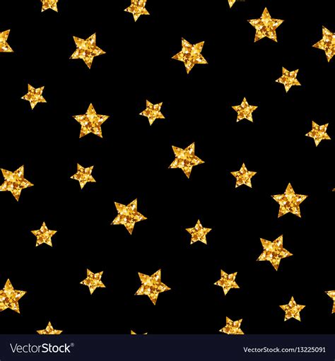 Gold Glitter Stars Seamless Pattern On Royalty Free Vector