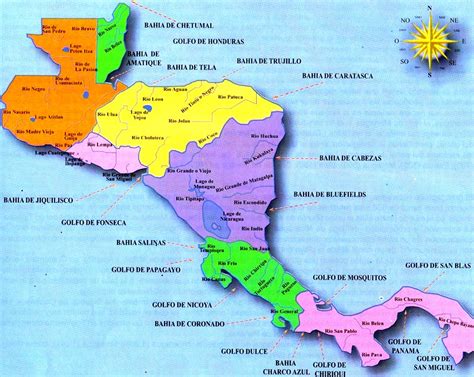 Mapa De Centro América América Central