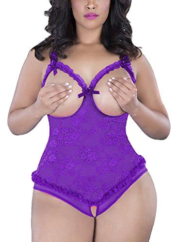 Buy XIMAN Women Plus Size Open Cup Crotchless Teddy Sexy Lingerie US L