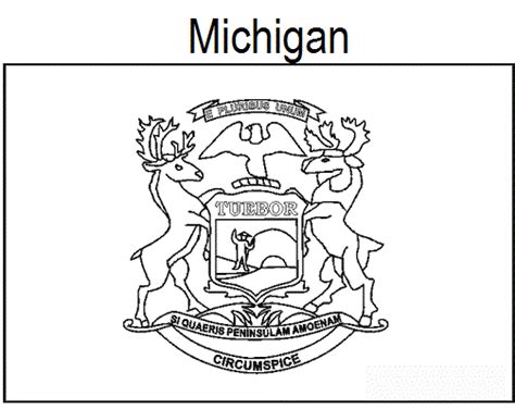 Michigan State Flag Coloring Page Sketch Coloring Page
