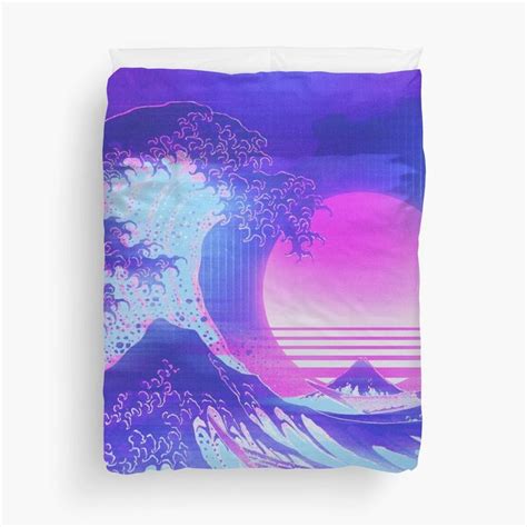 Aesthetic Great Wave Off Kanagawa Retro Vaporwave Duvet Cover By