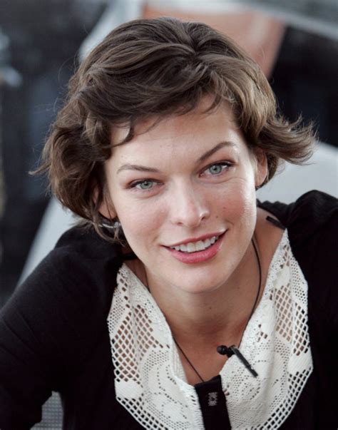 Milla Jovovich Short Hair With Tapered Back And Exposed Ear Lobes