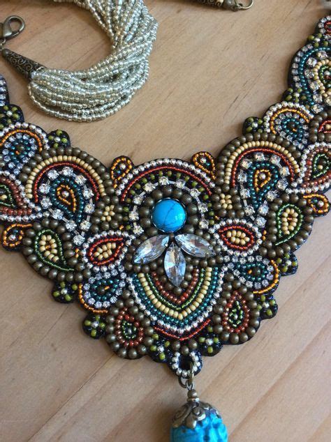 Bead Embroidery Necklace With Tassel Beadwork Necklace Beaded Embroidery Beadwork Necklace