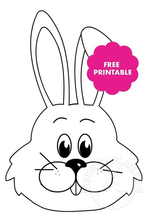 Rabbit Face Coloring Page Easter Template