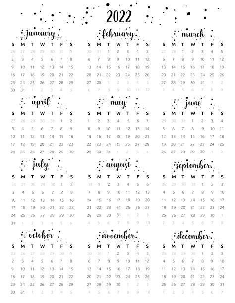 Free Printable Year At A Glance Calendar Printable Templates Free