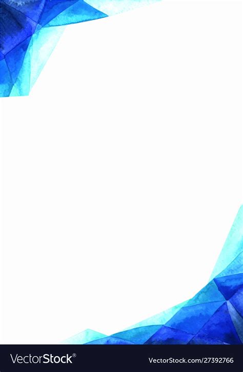 Abstract Triangle Blue Border Watercolor Painting Vector Image